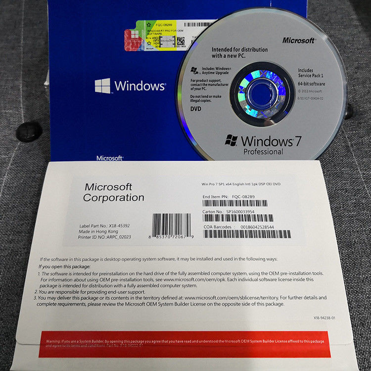 MS Windows 7 Professional 64 Bit Full Version , Windows 7 Pro Coa Key