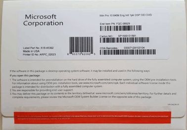 100% Genuine 64 Bit Microsoft Win 10 Pro OEM Key With DVD Lifetime Warranty